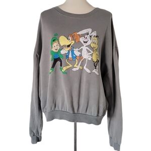 Vintage - 90s General Mills Character Gray Cropped Sweatshirt